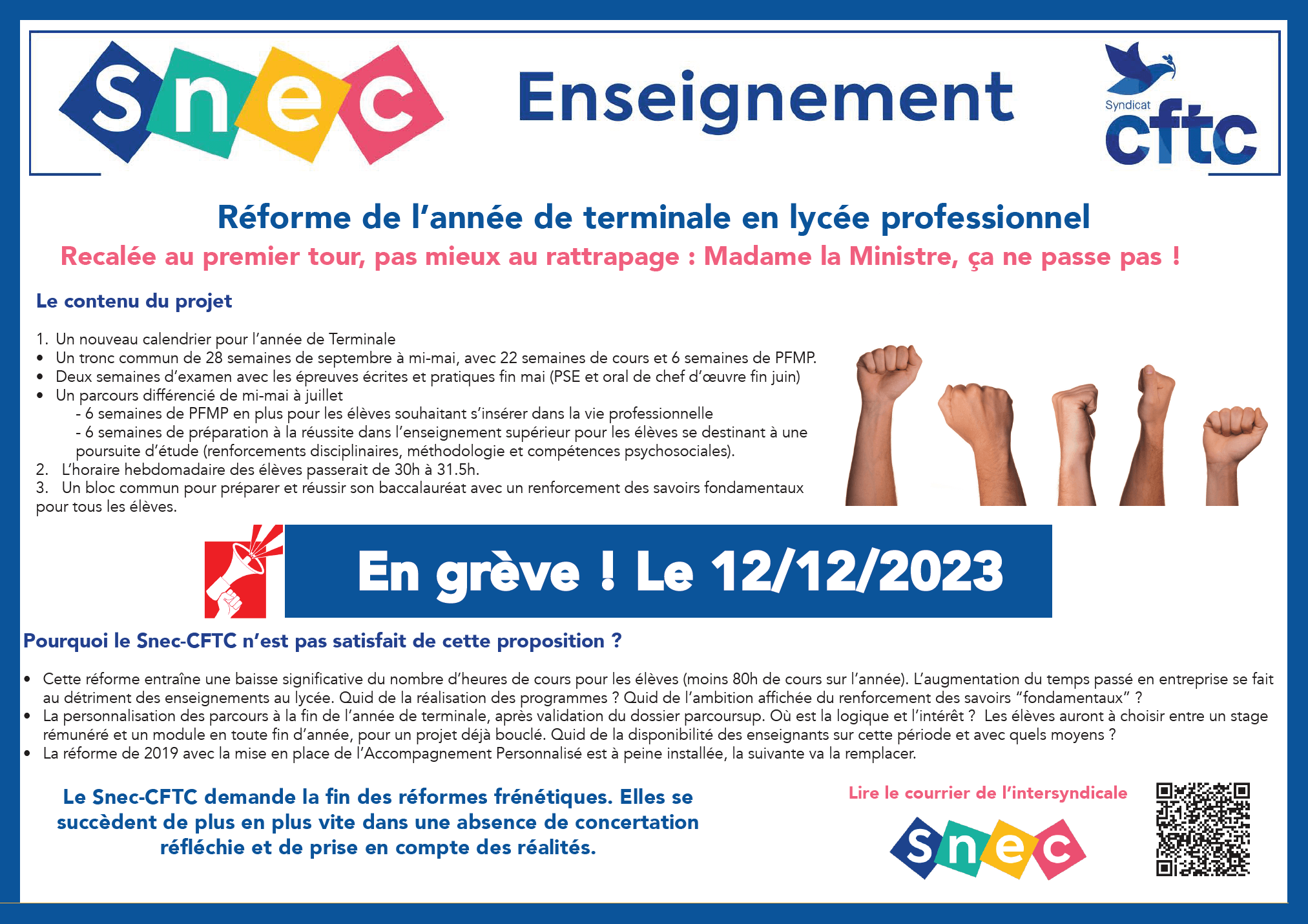 GREVE 12 DECEMBRE LYCEE PRO - SNEC CFTC